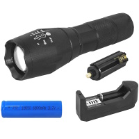 Ultra bright Flashlight LXLL44 (600lm ,8W LED, ZOOM, 5 LED T6, charger, 18650 akku)  ― DELTAMOBILE