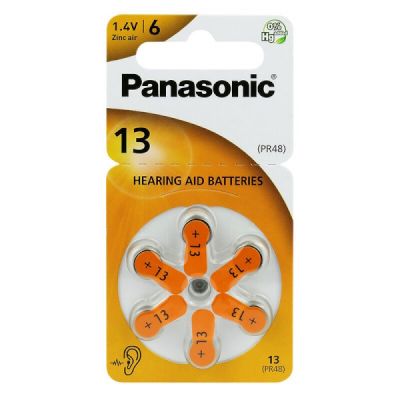 Baterija dzirdes aparātiem Panasonic PR48,13 (A13, 13A, B26PA, ME8Z). 6gab. ― DELTAMOBILE