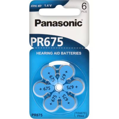 Батарея для слуховых аппаратов Panasonic PR44 (675, 675A, 675F, ZA675F)6 шт.  ― DELTAMOBILE