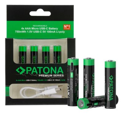 Battery AAA 750mAh Li-ion 1.5V  ( 4pcs., with integrated charger USB-C) ― DELTAMOBILE