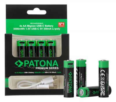 Battery AA 3000mWh Li-ion 1.5V  ( 4pcs., with integrated charger USB-C)  ― DELTAMOBILE