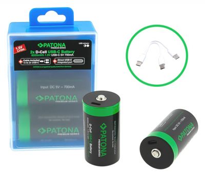 Battery LR20 (D) 6000mWh Li-ion 1.5V ( 2pcs., with integrated charger USB-C)  ― DELTAMOBILE