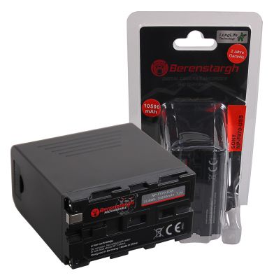 Аккумулятор Berenstargh для Sony NP-F970, F960, F950 с пауэрбанком 5V/2A, USB-выходом 10500mAh и входом Micro USB — Patona