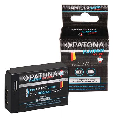 Батарея PATONA Platinum с USB-C входом для Canon LP-E17 EOS RP 77D 200D 750D 760D 8000D Kiss X8i M3 Rebel Rebel T6i — Patona