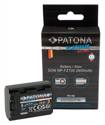 PATONA Platinum Battery with USB-C Input for Sony NP-FZ100 A7 III A7M3 Alpha 7 III A7 R III A7RM3 Alpha 7 R III A9 Alpha 9 — Patona