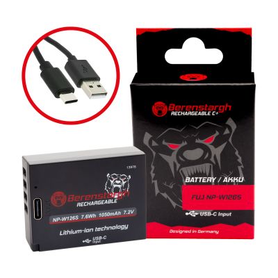 Berenstargh akumulators ar USB-C ieeju Fuji NP-W126S FUJIFILM X-H1 X-Pro3 X-T100 X-T200 — Patona