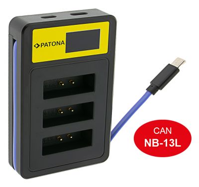 PATONA Smart Triple LCD USB lādētājs Canon NB-13L PowerShot G5 X G5X G7 X G7 X Mark II G7X G9 X G9X — Patona