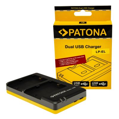 Двойное быстрое зарядное устройство PATONA для Canon LP-EL Speedlite EL-1 EL-5 с встроенным USB-C кабелем — Patona