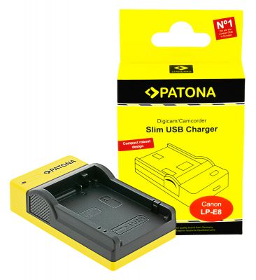 PATONA Slim USB lādētājs ar USB-C ieeju Canon LP-E8, LPE8, EOS 550D, 600D, 650D, 700D — Patona