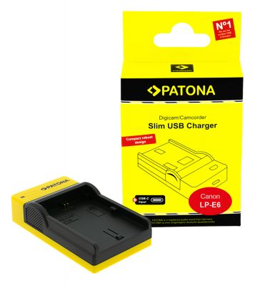 Тонкое USB-зарядное устройство PATONA с USB-C входом для Canon LP-E6 EOS 5D 60D 60Da 6D 7D EOS70D EOS-70D LP-E6 — Patona