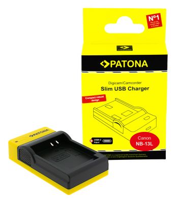 PATONA Slim USB lādētājs ar USB-C ieeju Canon NB-13L PowerShot G5 X G5X G7 X G7 X Mark II G7X — Patona