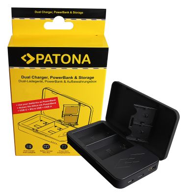 PATONA Dual Charger with Power Bank Function and Memory Card Storage for Canon LP-E6 — Patona
