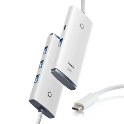Baseus Lite HUB USB-C With USB-C power socket  (4xUSB 3.0, USB-C uzlādes ligzda)  ― DELTAMOBILE