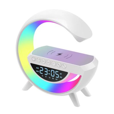 LED RGB lamp with wireless charger, FM radio, bluetooth speaker, USB, AUX - BT3401 ― DELTAMOBILE