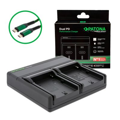 PATONA Premium Dual PD Performance Charger for Sony NP-FM50 incl. USB-C input/output — Patona