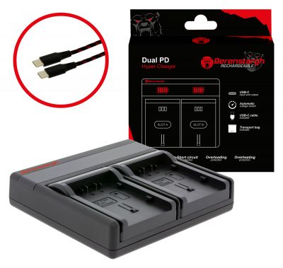 Berenstargh Dual PD Hyper Charger for Panasonic CGA-DU14 VBG130K 260K VBG6 USB-C in/out Powerbankfu — Patona