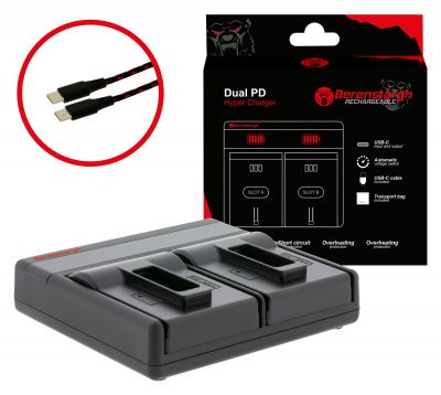 Berenstargh Dual PD Hyper Charger for Gopro Hero 5 USB-C in/out Power Bank Function — Patona