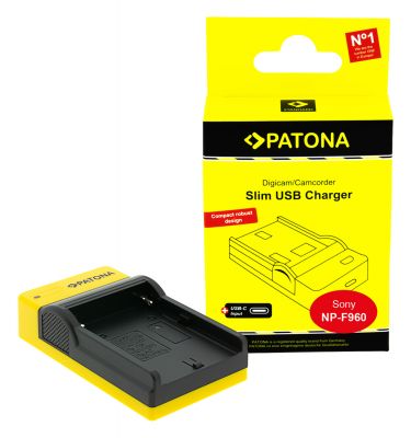 PATONA Slim USB Charger with USB-C Input for Sony NP-F970 NP-F960 NP-F950 DCR-VX2100 HDR-FX1 — Patona