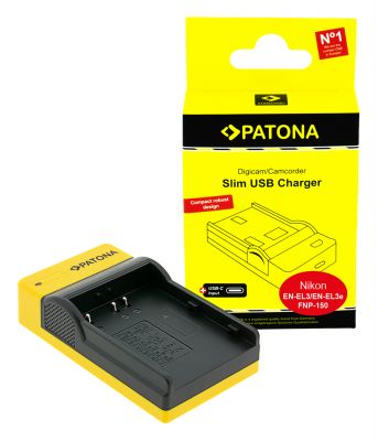 PATONA Slim USB Charger with USB-C Input for Konica Minolta Nikon EN-EL3 Dynax 5D 7D Nikon EN-EL3 M — Patona