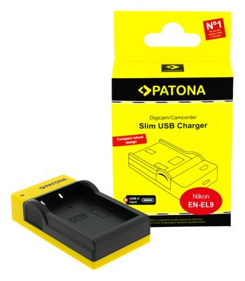 PATONA Slim USB lādētājs ar USB-C ieeju Nikon EN-EL9 D40 D40x D5000 D60 — Patona