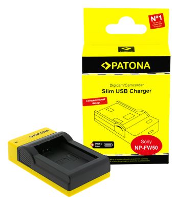 Зарядное устройство PATONA Slim USB с USB-C входом для Sony NP-FW50 NEX.3 NEX.3C NEX.5 NEX.5A RX1R III DSC-RX — Patona