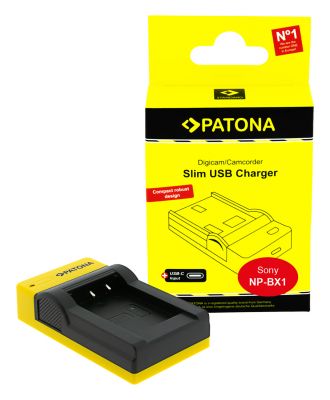PATONA Slim USB lādētājs ar USB-C ieeju Sony NP-BX1 BX BX1 NP-BX1 Cybershot DSC HX300 DSC HX50 — Patona