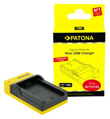 PATONA Slim USB lādētājs ar USB-C ieeju Sony NP-FZ100 A7 III A7M3 Alpha 7 III A7 R III A7RM3 Al — Patona