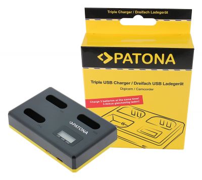 Тройное зарядное устройство PATONA для Sony NP-BX1 BX BX1 NP-BX1 Cybershot DSC HX300 DSC HX50V DSC RX1 с кабельом USB Type C — Patona