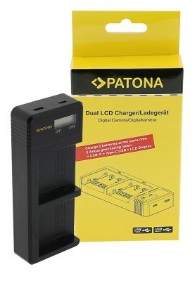 PATONA Dual LCD USB lādētājs JVC BN-VC296G BN-VC298G GY-HC500 HY-HC550 ar USB-C kabeli — Patona