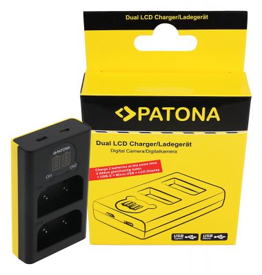 PATONA Dual LCD USB lādētājs Olympus OM-1 BLX-1 — Patona