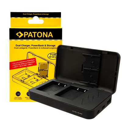 Двойное зарядное устройство PATONA для Fuji NP-W126 FinePix с функцией Power Bank и хранением памяти — Patona