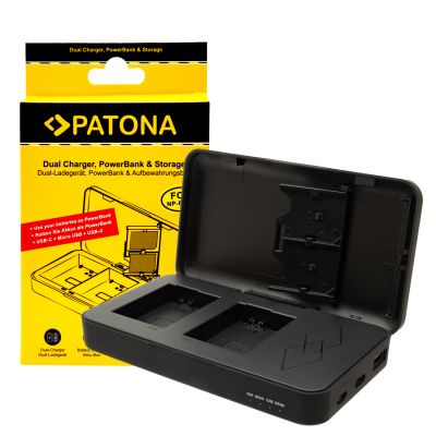 PATONA Dual Charger for Sony NP-FW50 RX1R III DSC-RX1RM3 NEX-C3 A33 A55 with Power Bank Function and Memory Card Storage — Patona