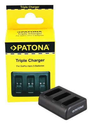PATONA Tripple Charger for GoPro Hero 8 AHDBT-801 Hero 7 AHDBT-701 Hero 6 Hero 5 AHDBT-501 incl. cable — Patona