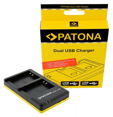 Двойное быстрое зарядное устройство PATONA для Olympus PS-BLN1 с USB-C кабелем — Patona