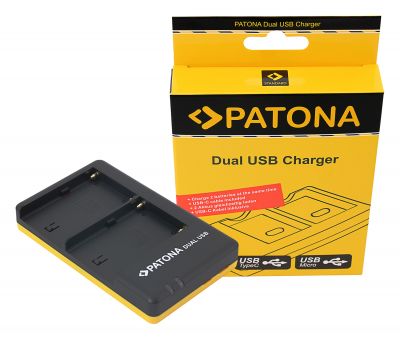 Двойное быстрое зарядное устройство PATONA для Sony NP-FM500H FM500H, включая кабель USB-C — Patona