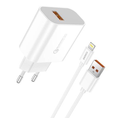 Iphone charger set (QC 3.0, 3A USB 2.1A+ lightning cable, fast charger) ― DELTAMOBILE