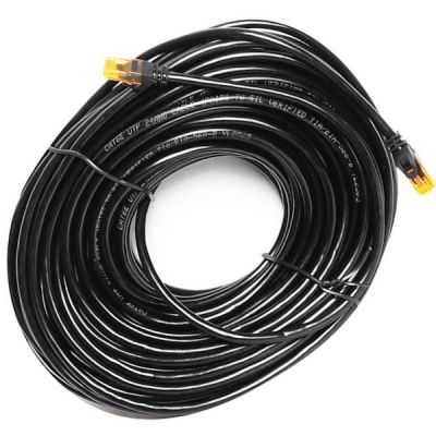 Interneta kabelis CAT6E ar konektoriem (RJ45)- 25m, melns ― DELTAMOBILE