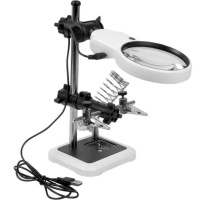 PCB holder for soldering with Magnifying Lens  with 3 LED ― DELTAMOBILE