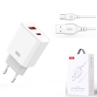 Lādētājs XO CE12 (USB-C/USB + vads micro-USB, 20W, QC3, PD)  ― DELTAMOBILE