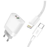 Lādētājs XO L64 (USB-C/USB + vads lightning/USB-C, 20W, QC3, PD)  ― DELTAMOBILE