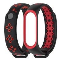 Xiaomi Mi Band 3/4 Silikona braslets (melns sarkans) ― DELTAMOBILE