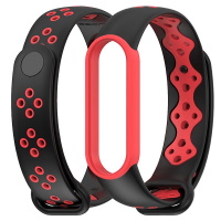 Xiaomi Mi Band 5 silicon strap (black-red)  ― DELTAMOBILE