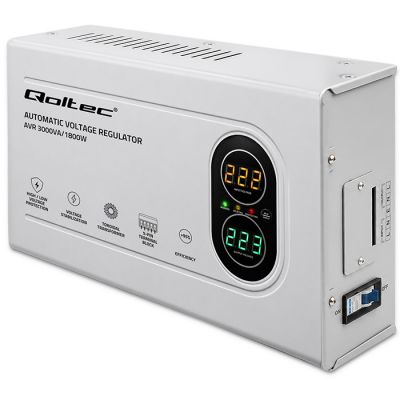 Автоматический стабилизатор напряжения Qoltec AVR 3000VA | 1800 Вт | Компактный | Тороидальный трансформатор