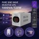 Qoltec Pure Sine Wave UPS | 1000VA/720W | 12/230V invertors ar AV | LCD | LiFePO4 AGM GEL