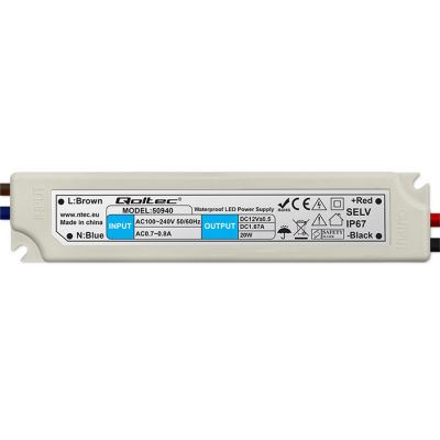 Драйвер светодиодов Qoltec IP67 20W | 12V | 1.6A | Водонепроницаемый | Белый