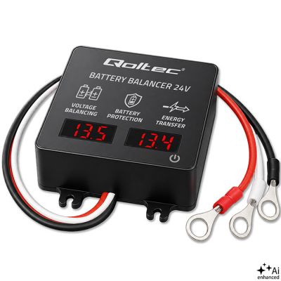 Qoltec sprieguma balansētājs 24V baterijām 2 x 12V | 5A | LiFePO4 AGM GEL | LED