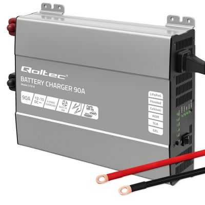 Зарядное устройство Qoltec Smart Monolith для аккумуляторов LiFePO4 AGM GEL SLA | 90A | 12V | Быстрая зарядка