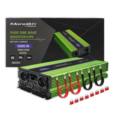 Qoltec Pure Sine Wave invertora monolīts | Akumulatora lādētājs | UPS | 2500W | 5000 | 12V līdz 230V | LCD