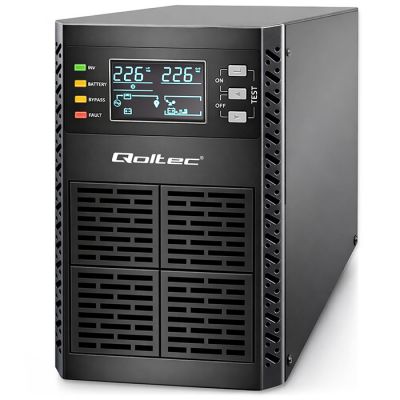 Qoltec nepārtrauktās barošanas avots UPS | 2kVA | 2000W | Jaudas koeficients 1.0 | LCD | EPO | USB | Tiešsaistē
