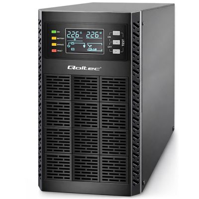 Бесперебойный блок питания Qoltec ИБП | 3 кВА | 3000 Вт | Коэффициент мощности 1,0 | ЖК-дисплей | EPO | USB | Онлайн